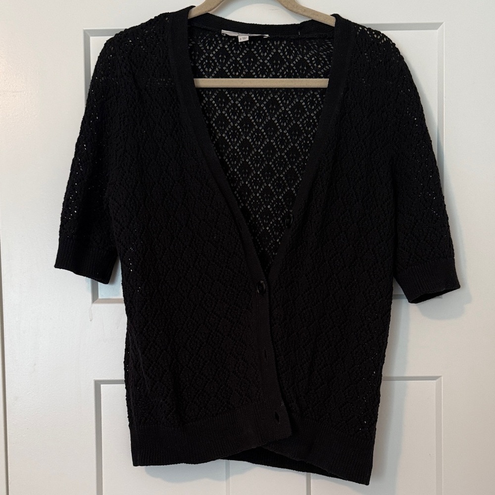 Elegant Black Knit Cardigan Sweater